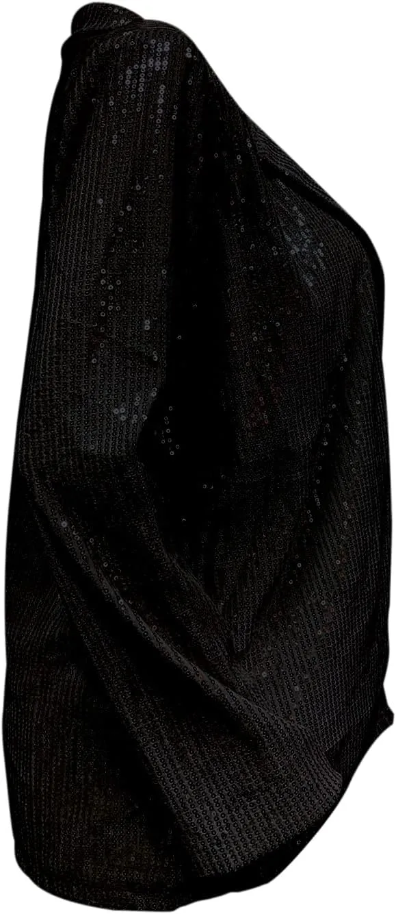 ALLUMK Women Evening Bling Sequin Jacket Open Front Work Blazer Long Sleeve Laple Cardigan Coat