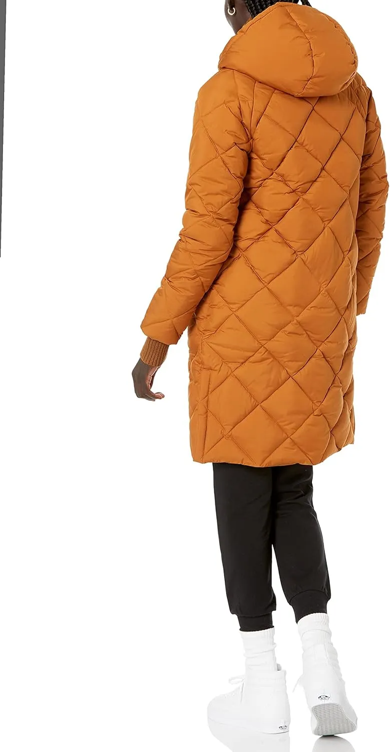 Amazon Essentials Women's Puffer Jacket, Heavyweight Diamond Quilted Knee Length Winter Coat