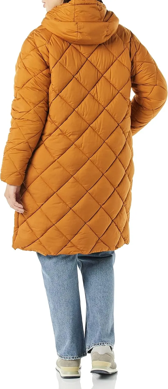 Amazon Essentials Women's Puffer Jacket, Heavyweight Diamond Quilted Knee Length Winter Coat