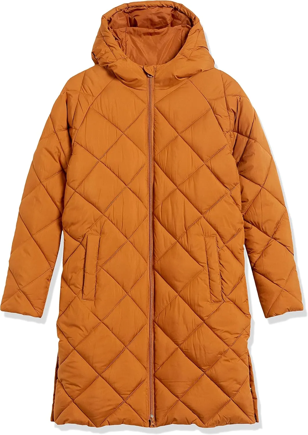 Amazon Essentials Women's Puffer Jacket, Heavyweight Diamond Quilted Knee Length Winter Coat