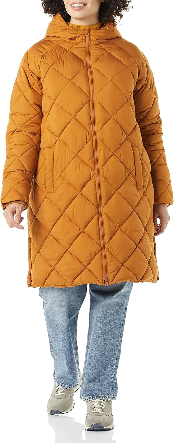 Amazon Essentials Women's Puffer Jacket, Heavyweight Diamond Quilted Knee Length Winter Coat