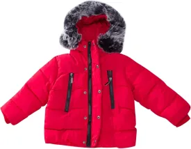 Boys and Toddler's Heavyweight Hooded Puffer Jacket Long Winter Coat Insulated Parka with Faux Fur Collar Down Jacket