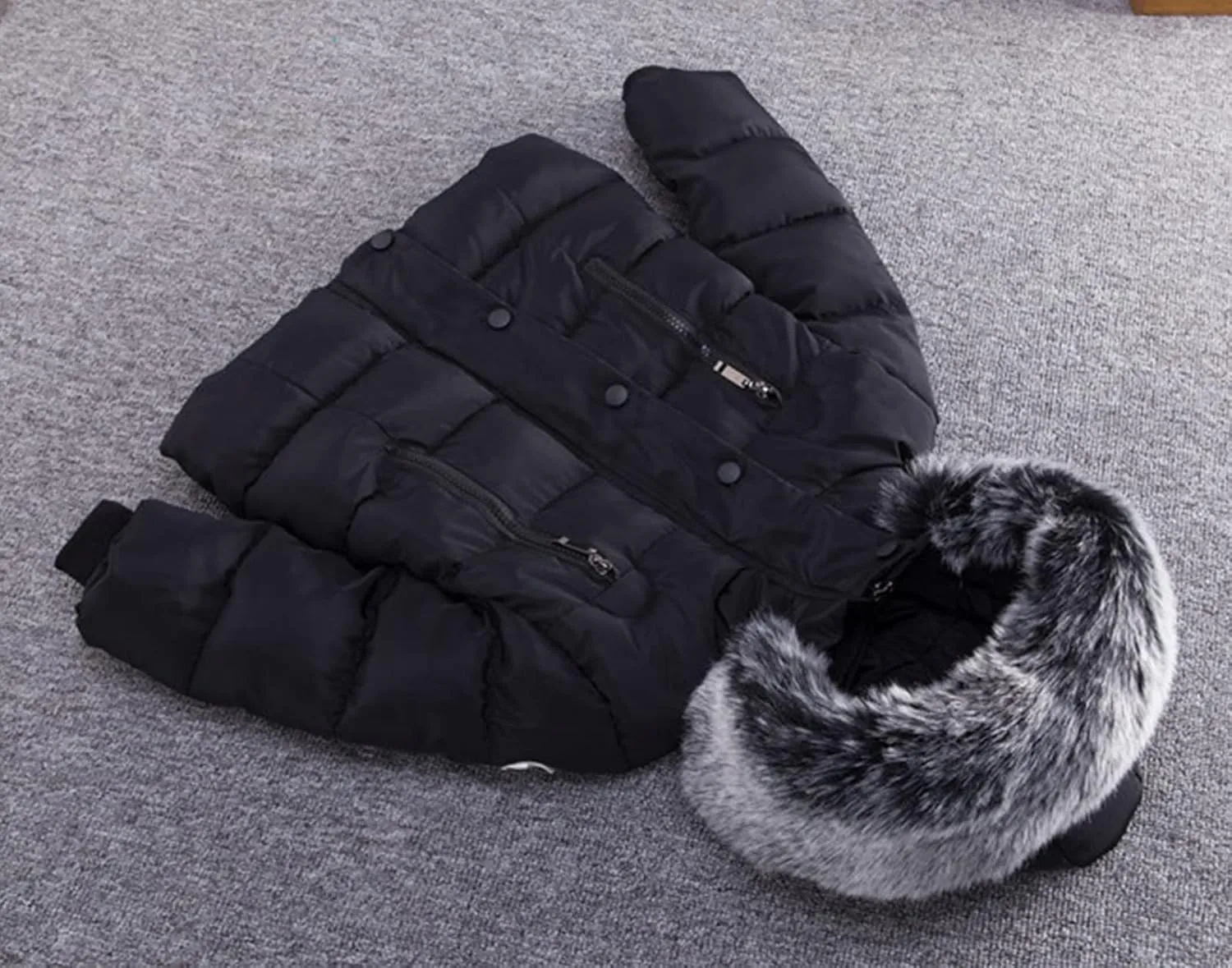 Boys and Toddler's Heavyweight Hooded Puffer Jacket Long Winter Coat Insulated Parka with Faux Fur Collar Down Jacket