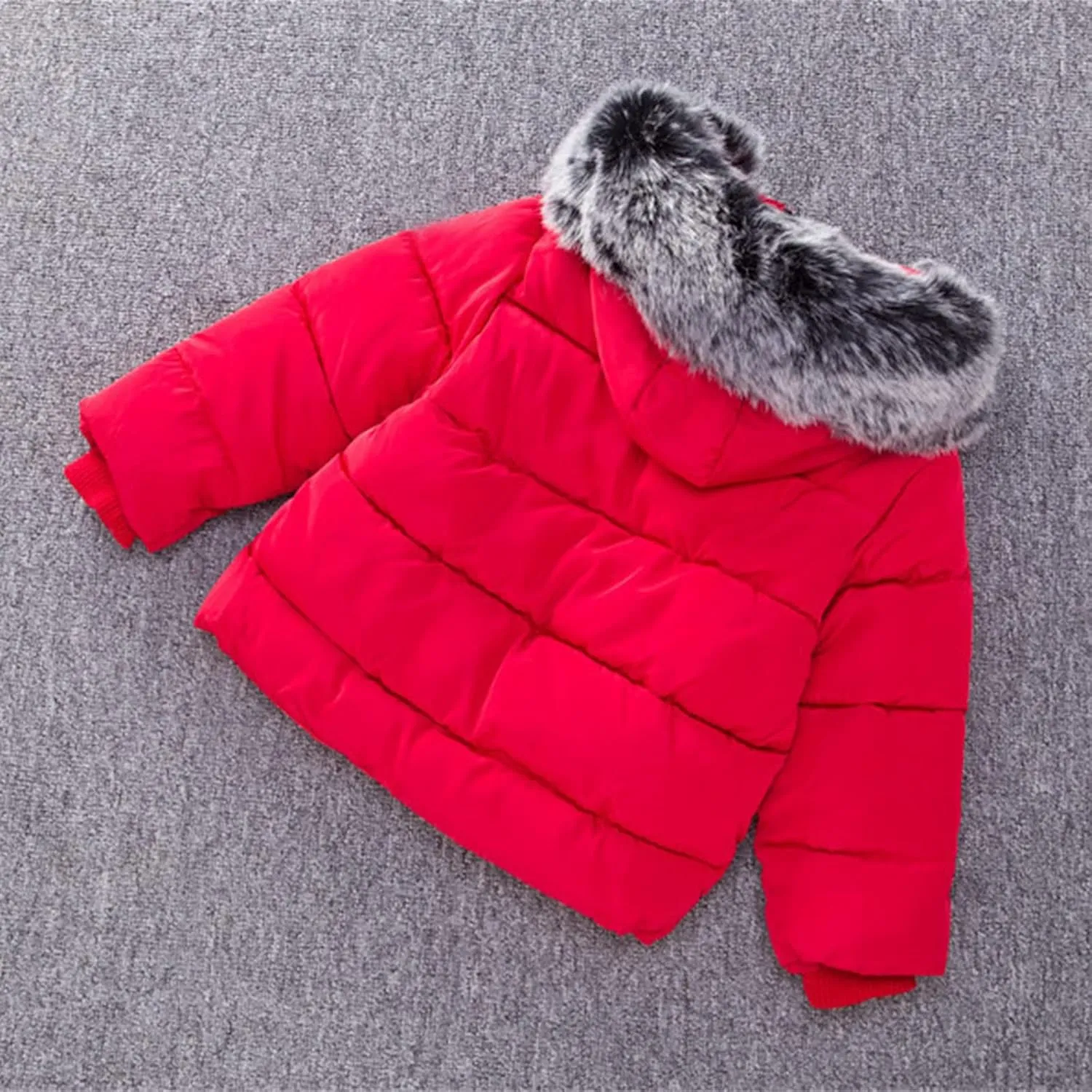 Boys and Toddler's Heavyweight Hooded Puffer Jacket Long Winter Coat Insulated Parka with Faux Fur Collar Down Jacket