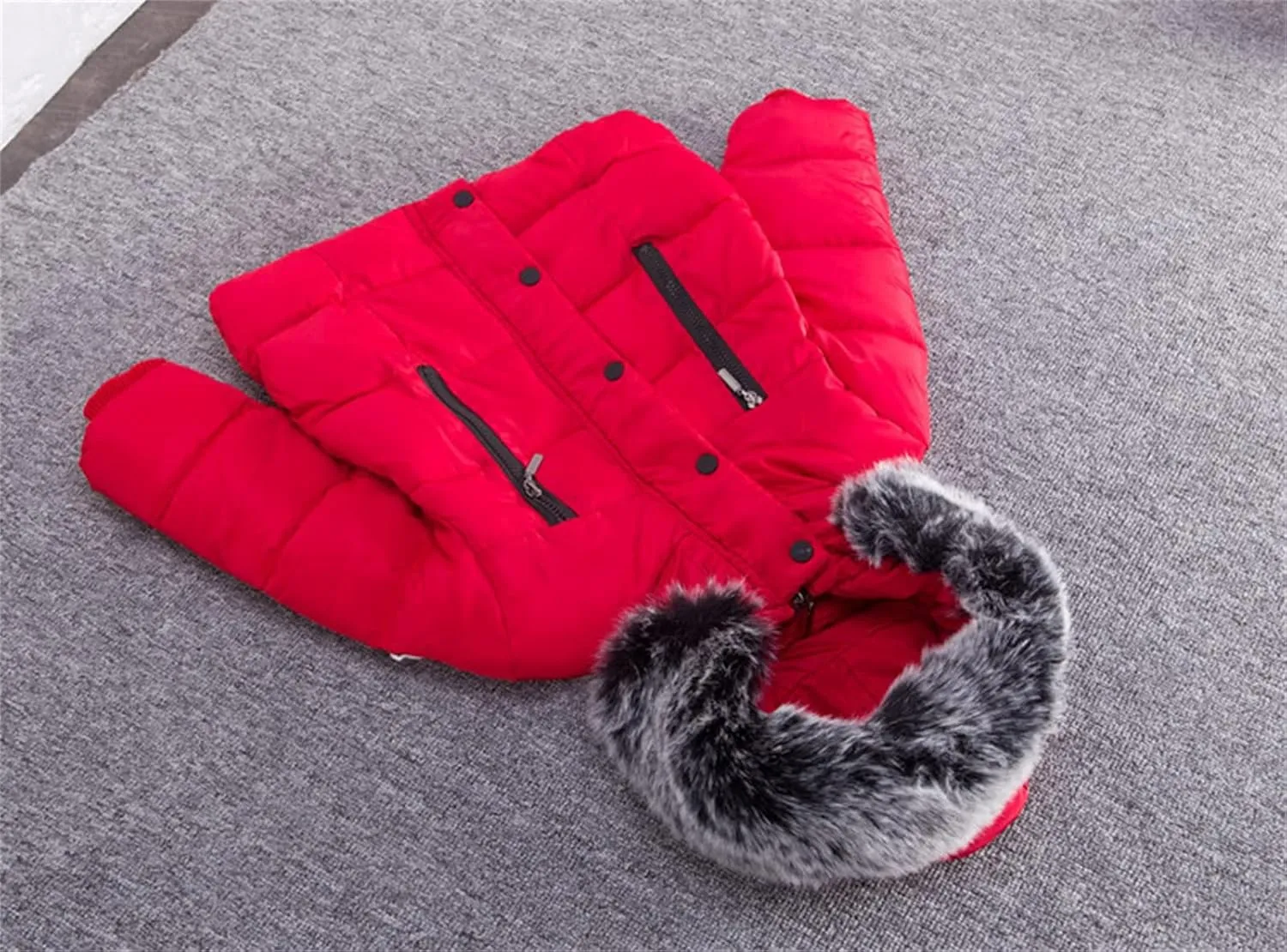 Boys and Toddler's Heavyweight Hooded Puffer Jacket Long Winter Coat Insulated Parka with Faux Fur Collar Down Jacket