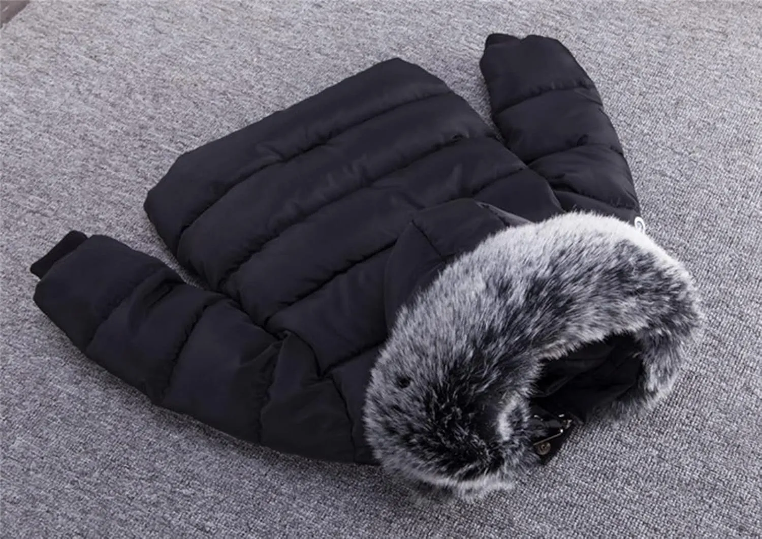 Boys and Toddler's Heavyweight Hooded Puffer Jacket Long Winter Coat Insulated Parka with Faux Fur Collar Down Jacket