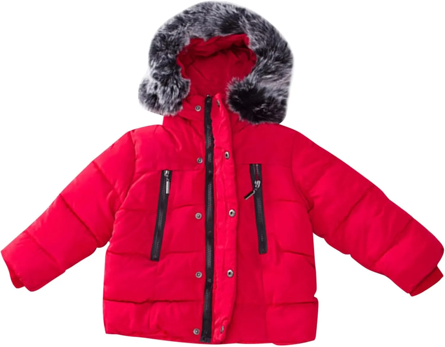 Boys and Toddler's Heavyweight Hooded Puffer Jacket Long Winter Coat Insulated Parka with Faux Fur Collar Down Jacket