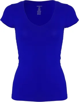 Bozzolo Women's Plain Basic V Neck Short Sleeve Cotton T-Shirts