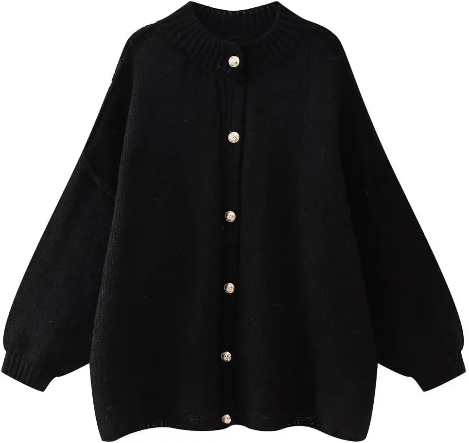 Button Up Cardigan Oversized Cardigans for Women Trendy Cute Gold Button Cardigans Old Money Fall Tops