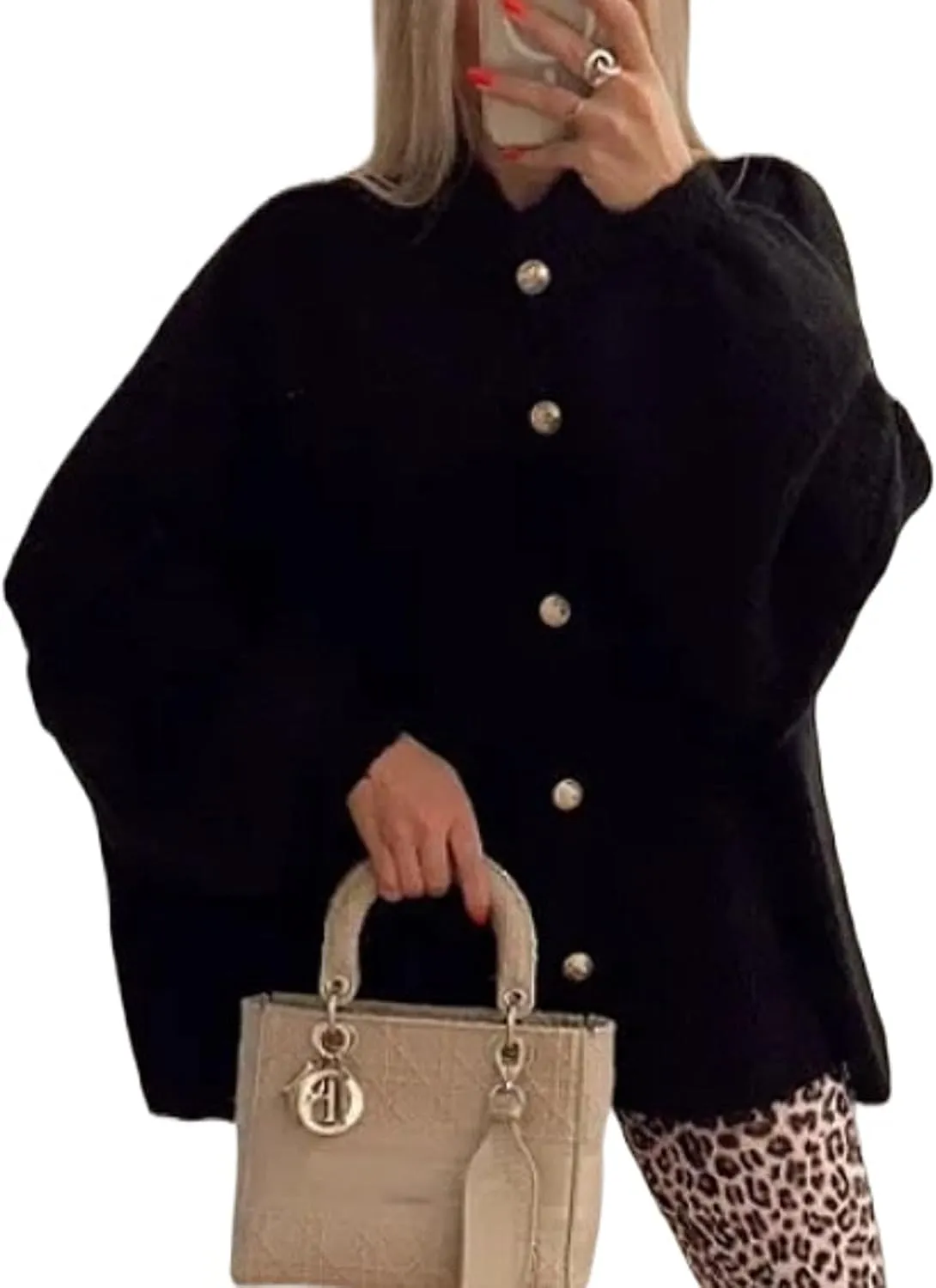 Button Up Cardigan Oversized Cardigans for Women Trendy Cute Gold Button Cardigans Old Money Fall Tops