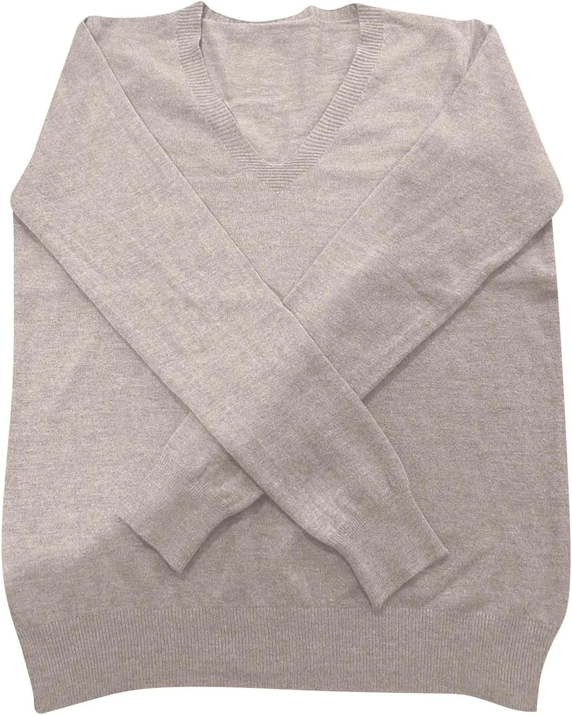 Cashmere Long Sleeve Deep V Neck Sweater for Women - Soft Wool Tunic Top - Trendy and Dressy