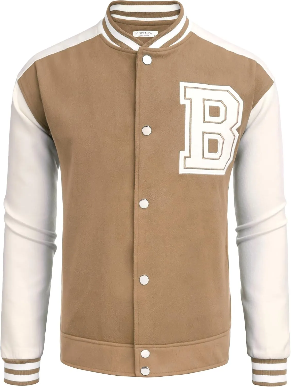 COOFANDY Men's Varsity Jacket Wool Blend Letterman Bomber Jacket Baseball Lightweight Jacket