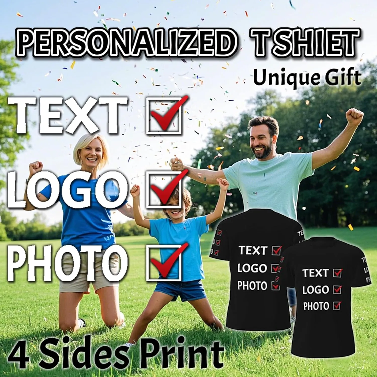 Custom T Shirts Add Your Logo,Text,Photo,Custom Shirts Unisex Print Personalized T Shirt Gifts
