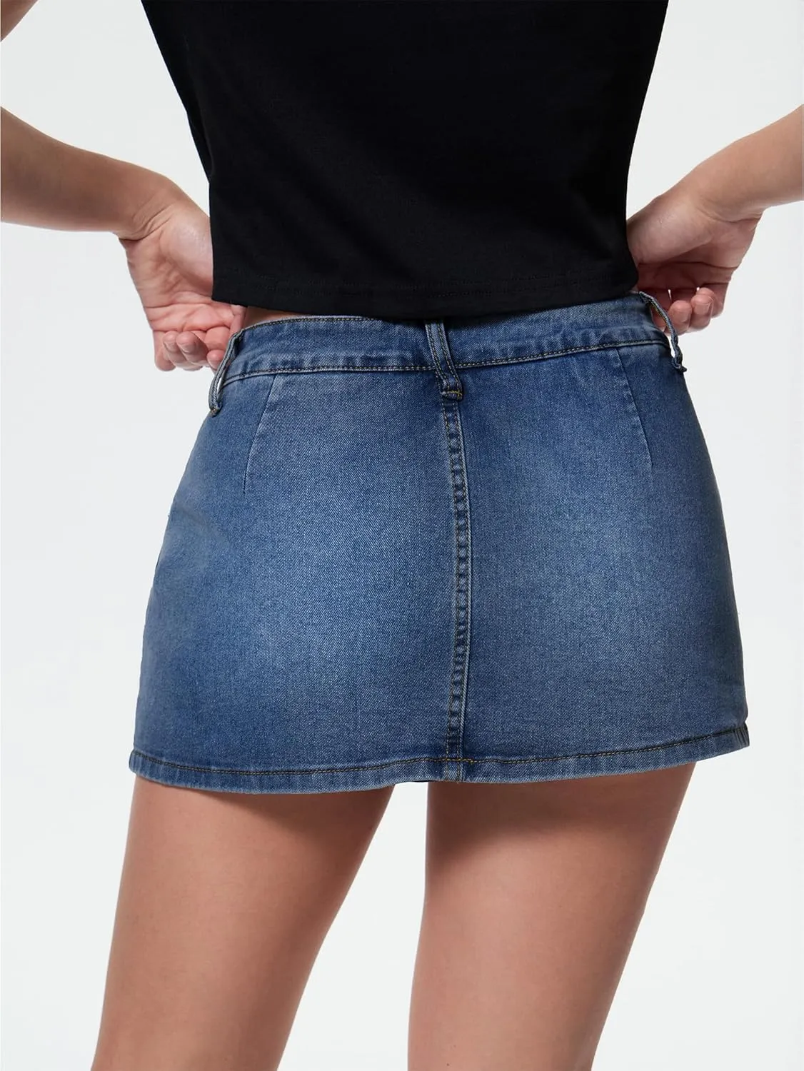 EMMIOL Women Denim Skort Skirt Stretchy Mid Waist Y2K Sexy Mini Skirts Dressy Casual Jean Skorts