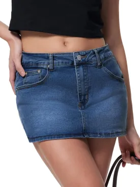 EMMIOL Women Denim Skort Skirt Stretchy Mid Waist Y2K Sexy Mini Skirts Dressy Casual Jean Skorts