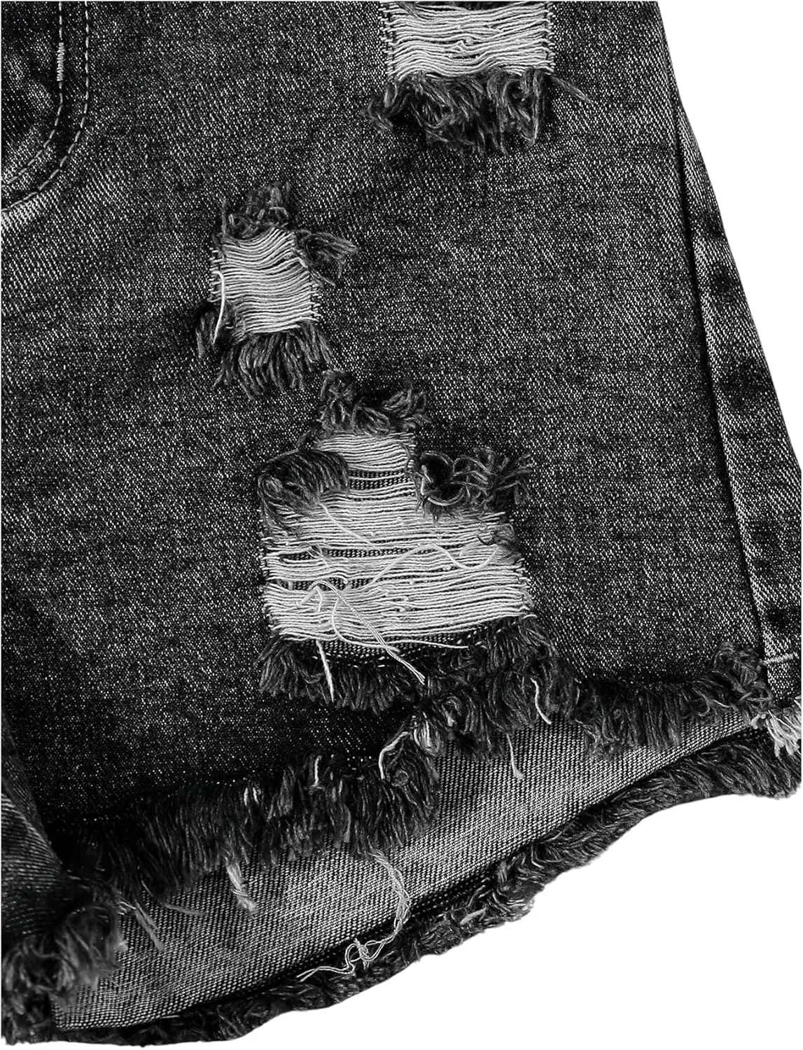Floerns Girl's Ripped Raw Hem Elastic Waist Straight Leg Denim Shorts with Pockets
