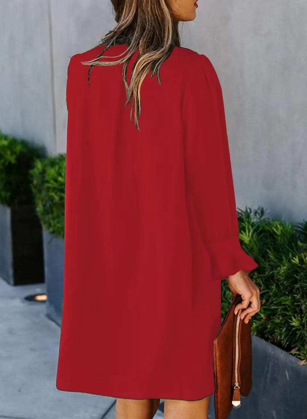 JOCAFIYE Womens Dresses Summer Casual Dress Long Sleeve V Neck Dress Shift Dress for Women 2025