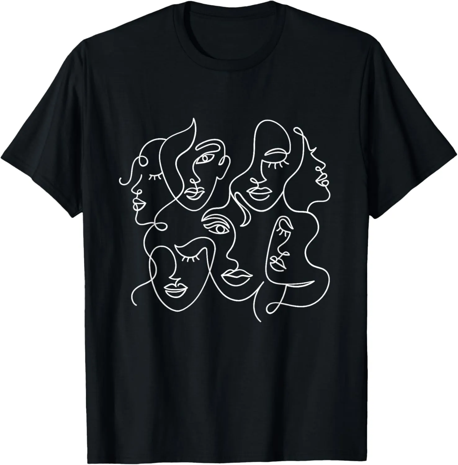Minimalist Abstract Line Art Feminine Aesthetic Faces Women T-Shirt