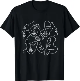 Minimalist Abstract Line Art Feminine Aesthetic Faces Women T-Shirt