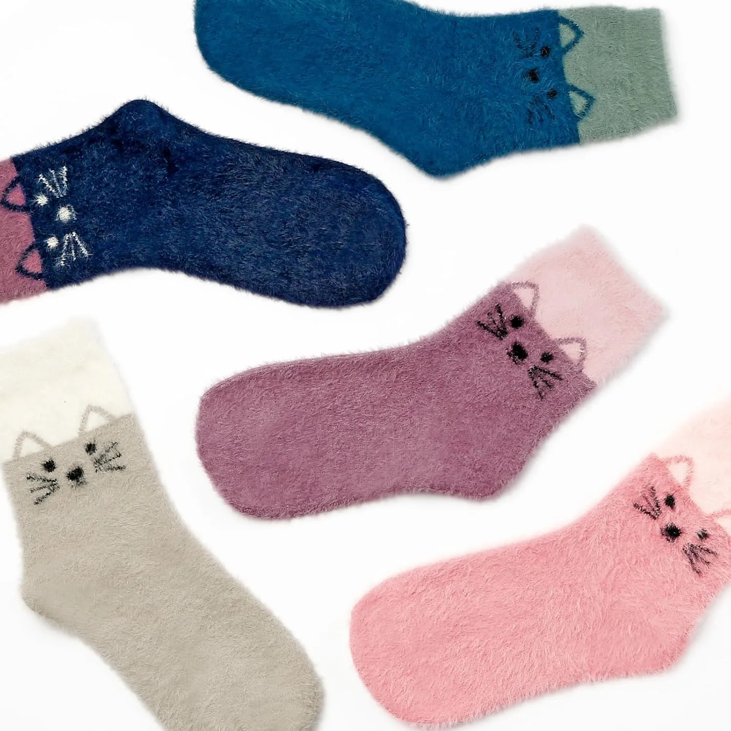 SISOSOCK 5 Pairs Fuzzy Soft Cozy Comfortable Socks for Women, Casual Sleep Comfy Socks, Perfect Warm Winter Gifts for Women