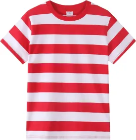 Spring&Gege Men's Short Sleeve Striped Cotton Crew Neck T-Shirts