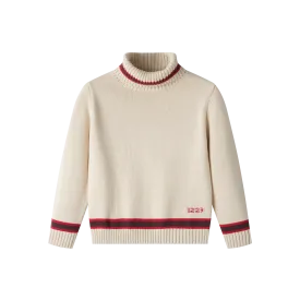 TURTLENECK SWEATER WITH CONTRAST EDGING-CREAM