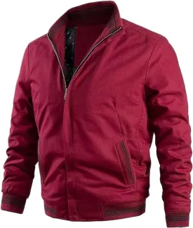 WOLONG Men's Corduroy Jacket Slim Fit Vintage Bomber-Style Long Sleeve Casual Coat