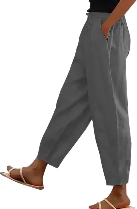 Women's Fashion Elastic Lightweight Breathable Lace Trim Vintage Casual Dressy Loose Fit Pants
