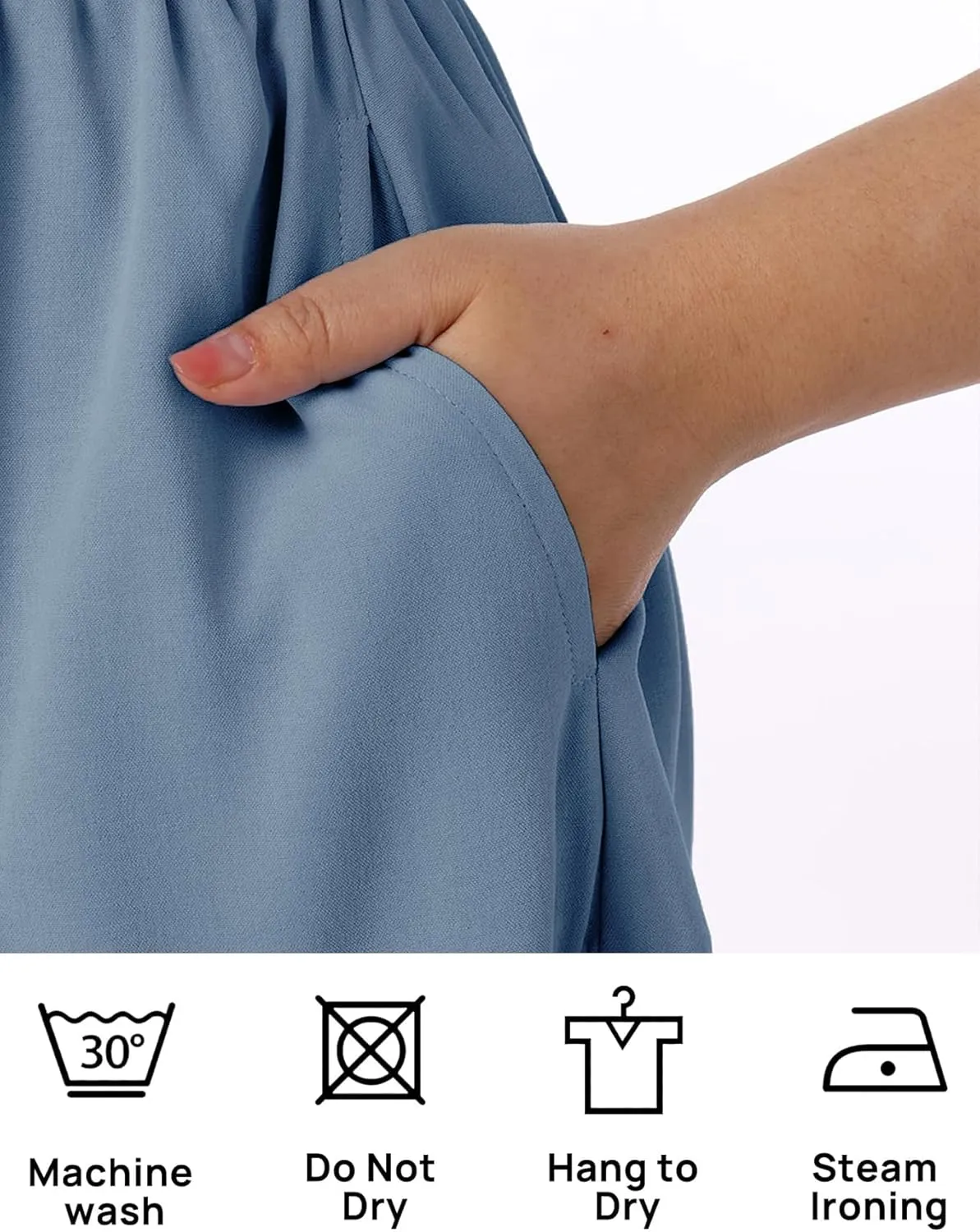 Women's Nursing Dress Flounces Long Sleeve Crew Neck Smocked Bodice Ruched Elastic Waist Tiered Midi with Pockets