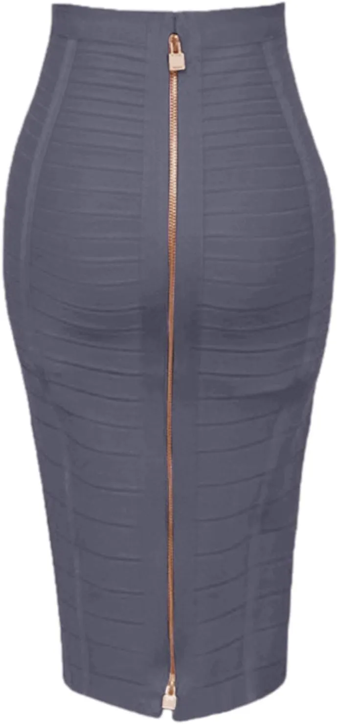 Women's Wrap Skirt Bodycon Pencil Skirts High Waist Knee Length Back Zipper Business Bandage Sexy Solid Color Skirt