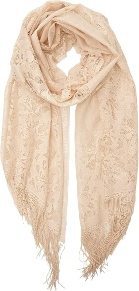YOUR SMILE Ladies/Women's Lightweight Solid Color Fringe Lace Tassels Long Shawl Scarf For Spring Summer Fall