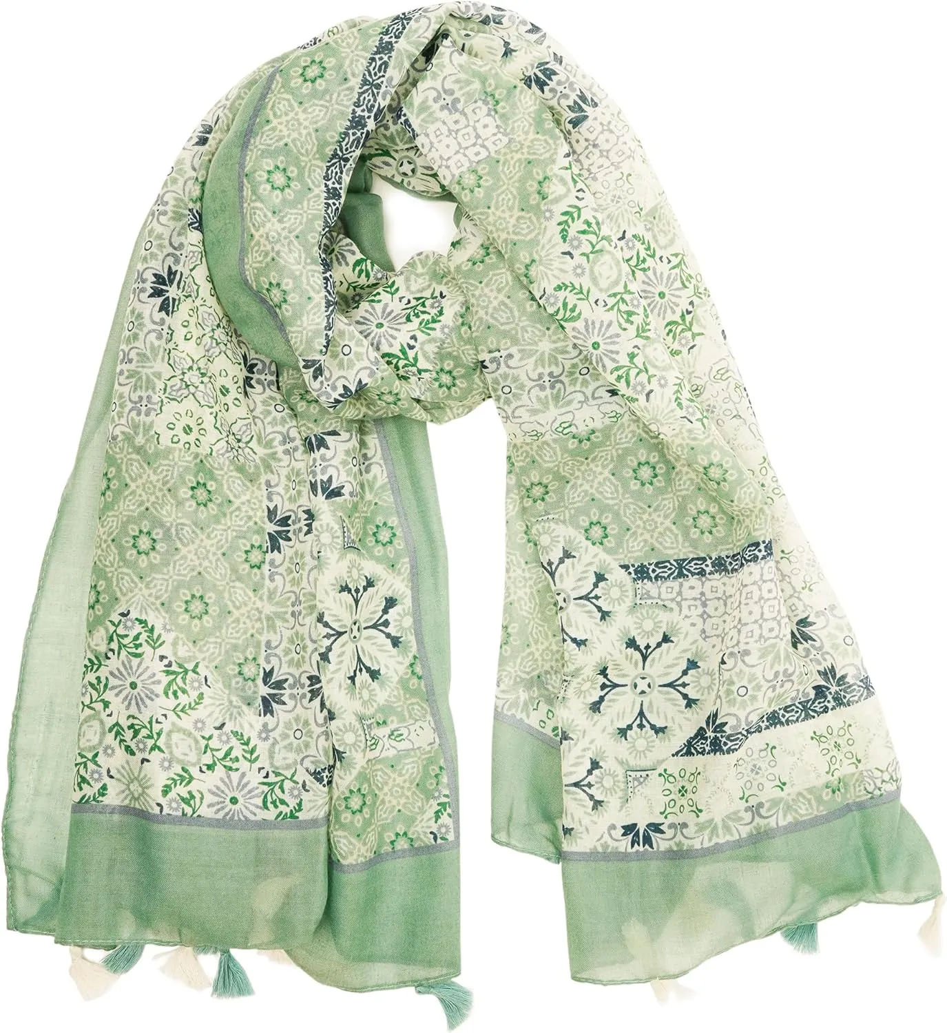 YOUR SMILE Large Boho Scarf for Women Lightweight Floral Printed Scarves Fall Winter Fashion Fringed Shawl wraps